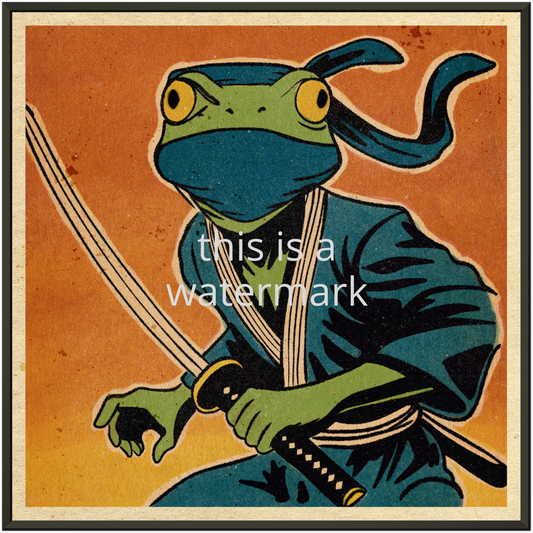 Ninja Frog / 50x50cm digitaltrykk med ramme.