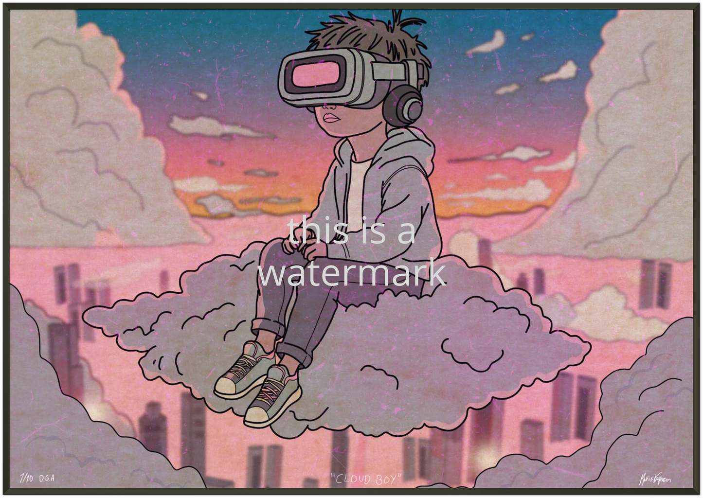Cloud Boy / 70x100cm digitaltrykk med ramme.