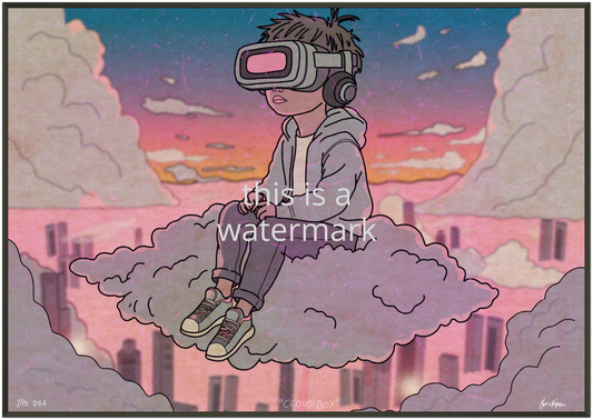 Cloud Boy / 70x100cm digitaltrykk med ramme.
