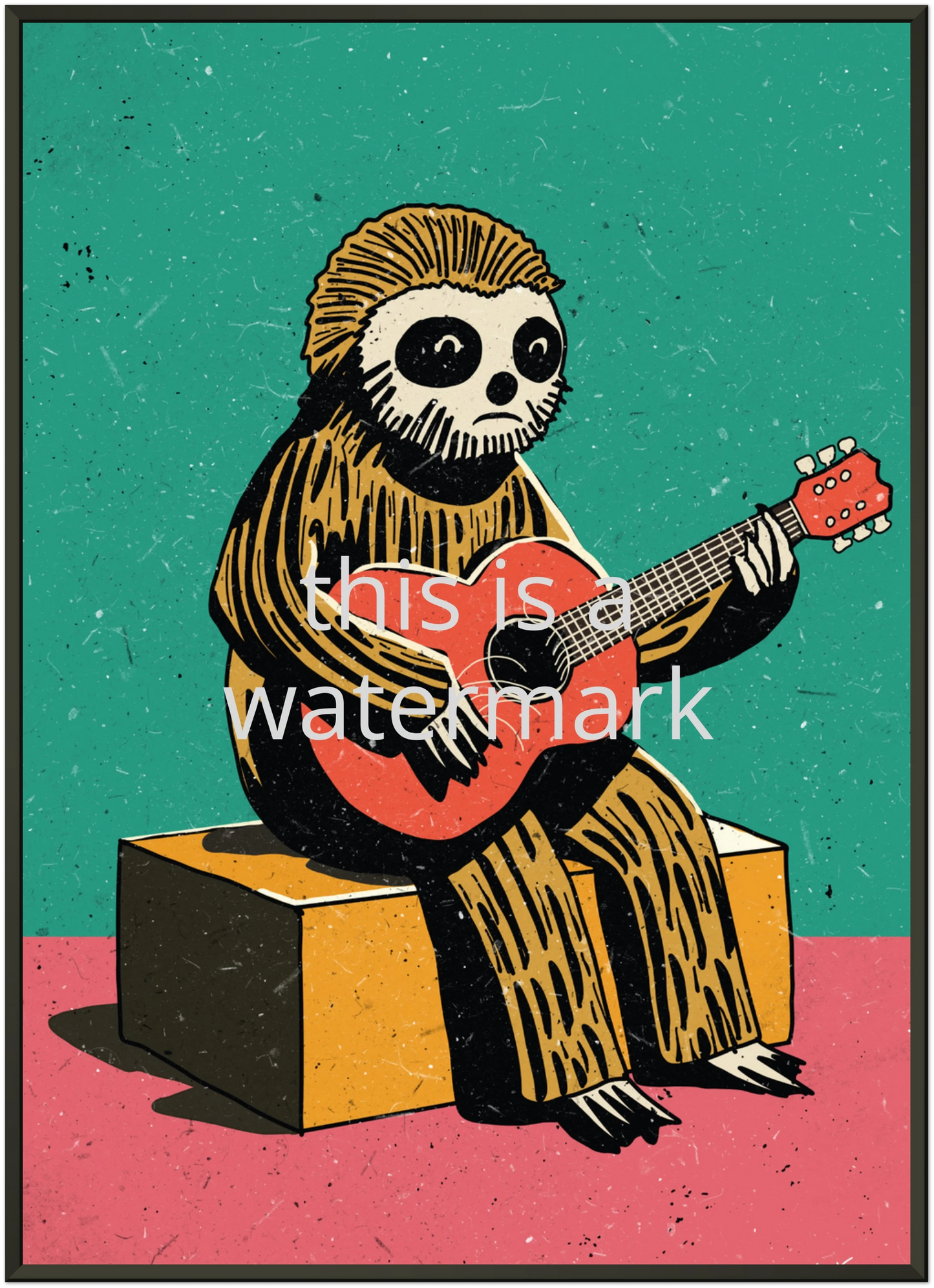 Sad Sloth / 50x70cm digitaltrykk med ramme.