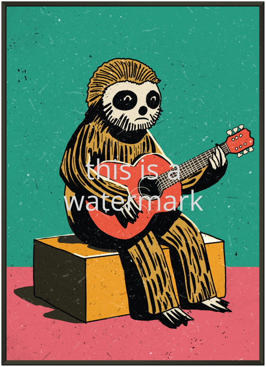 Sad Sloth / 50x70cm digitaltrykk med ramme.