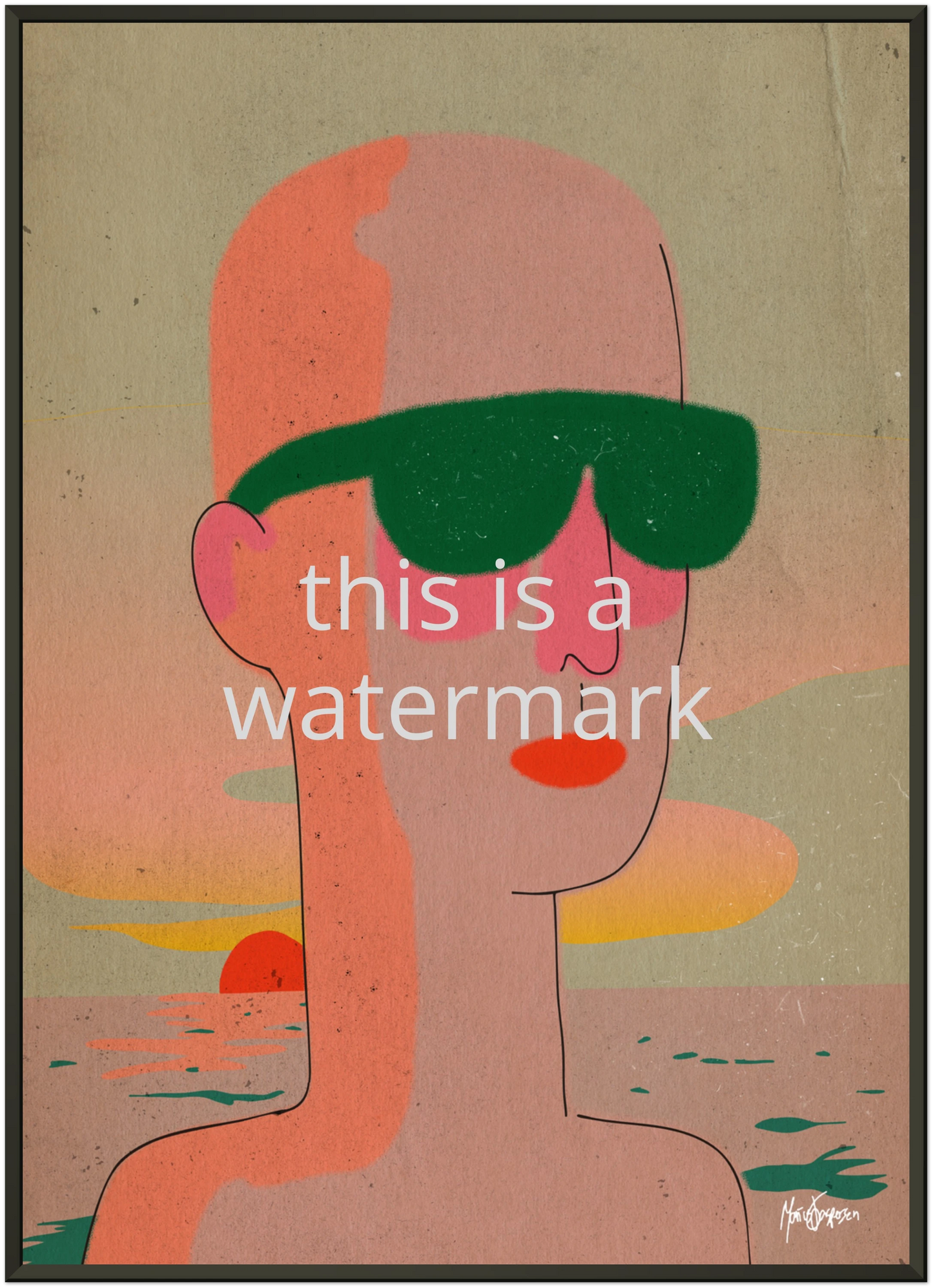 Beach boy / 50x70cm digitaltrykk med ramme.