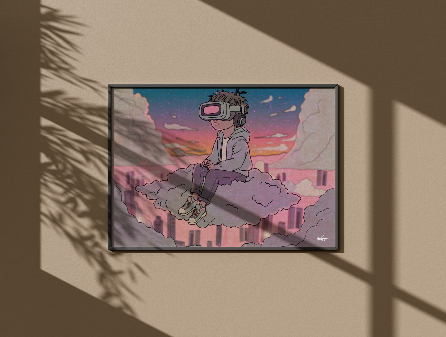 Cloud Boy / 70x100cm digitaltrykk med ramme.