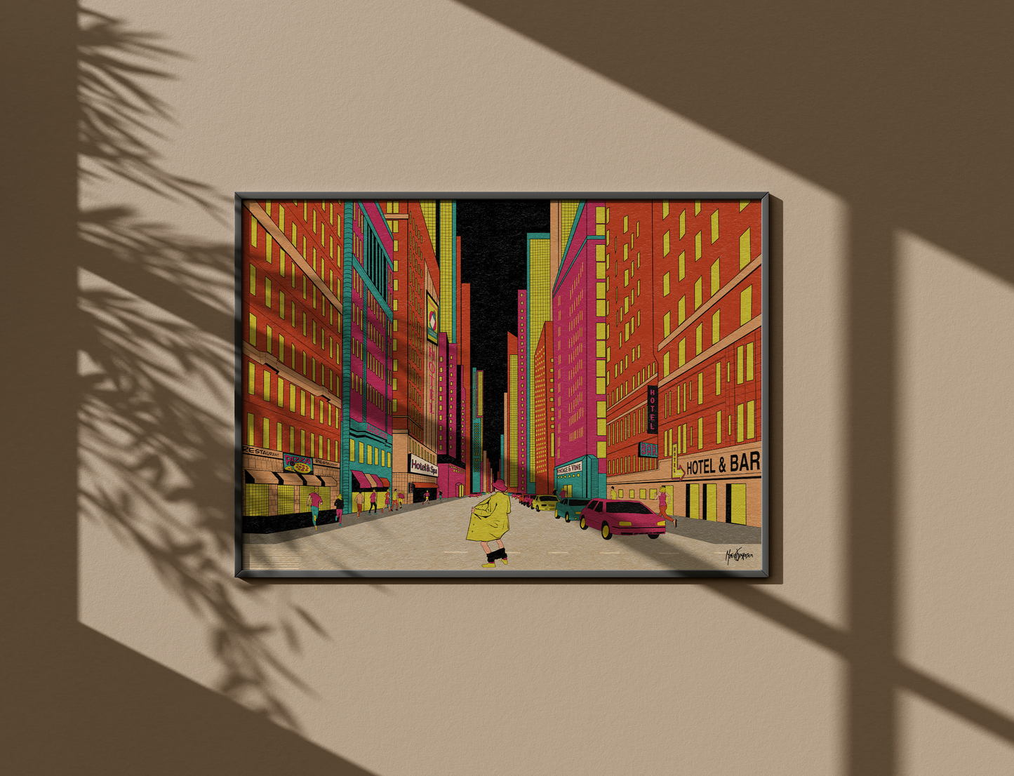 Night City / 70x100cm digitaltrykk med ramme.