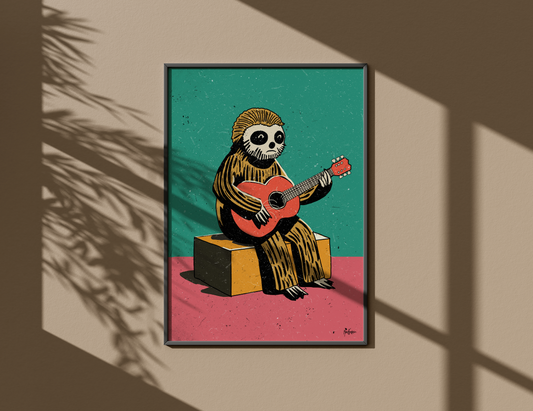 Sad Sloth / Digitaltrykk med ramme.